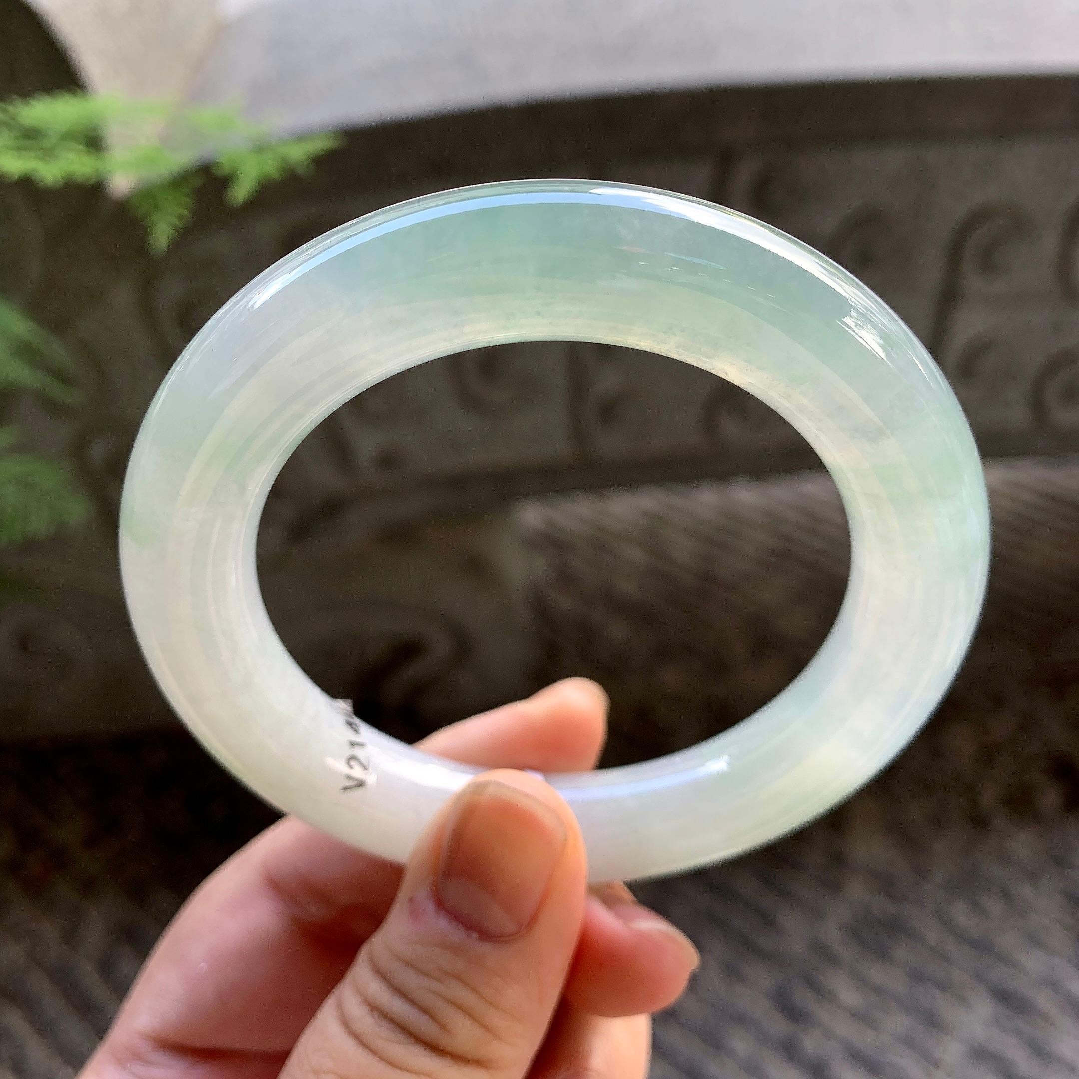 糯冰种晴底圆条手镯（57.5mm）（yc202341）