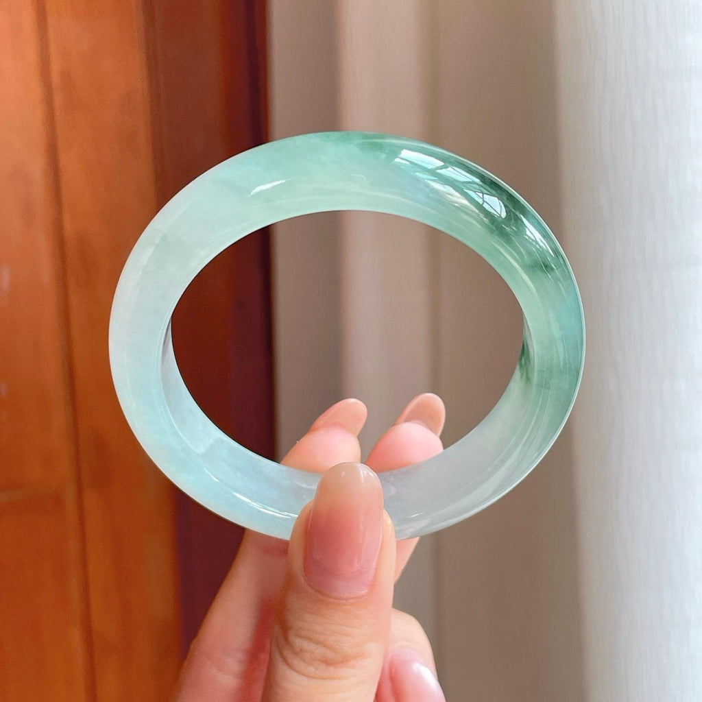 冰种飘花翡翠平安镯（53.3mm)（yc363422）
