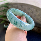 糯冰种飘花宽版轮胎手镯（58.7mm）（yc264086）