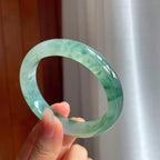 冰种飘花翡翠平安镯（58mm）（yc333075）