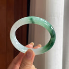 糯冰飘花翡翠平安镯(58.2mm)（yc420161）