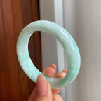 糯冰带色翡翠平安镯（53mm)（yc342547）