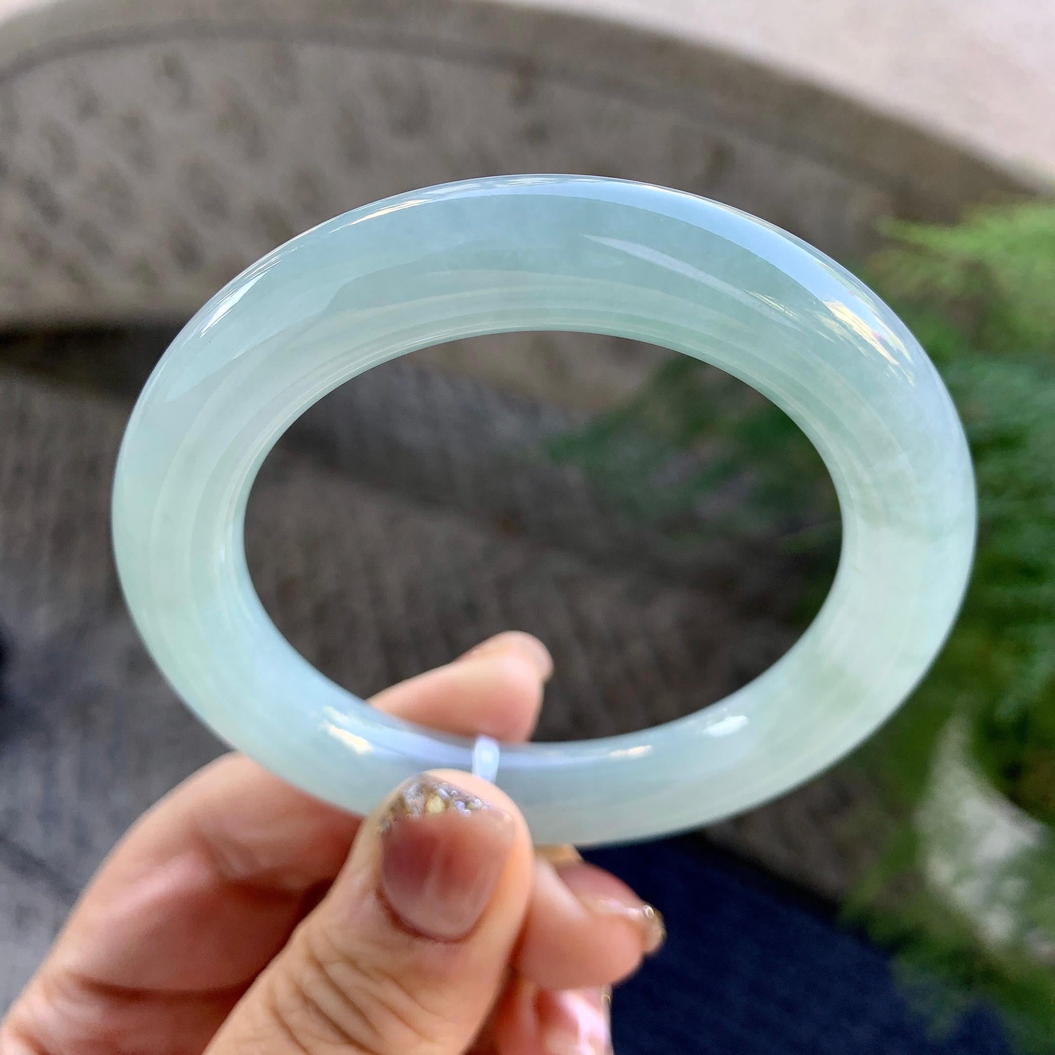 细糯种淡晴底圆条手镯（53.3mm）（yc274588）