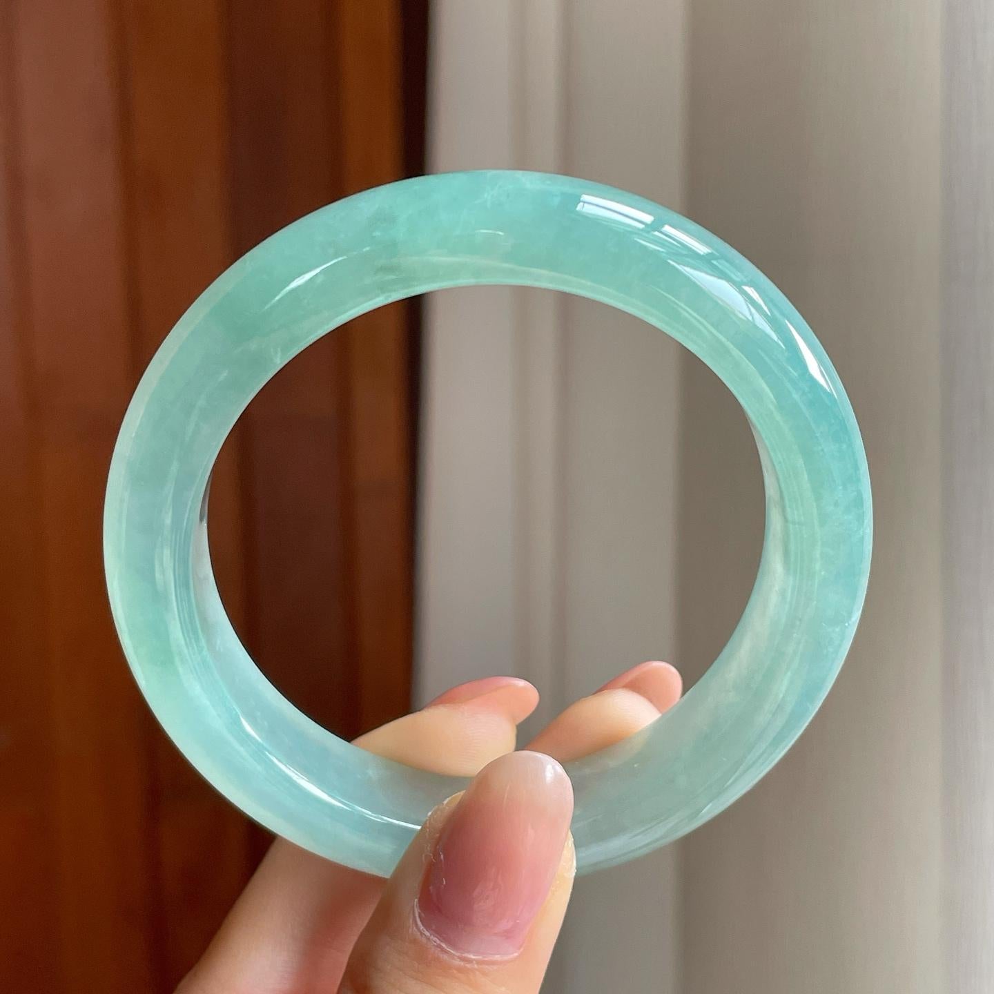 冰种晴底翡翠平安镯（54.3mm)（yc363424）