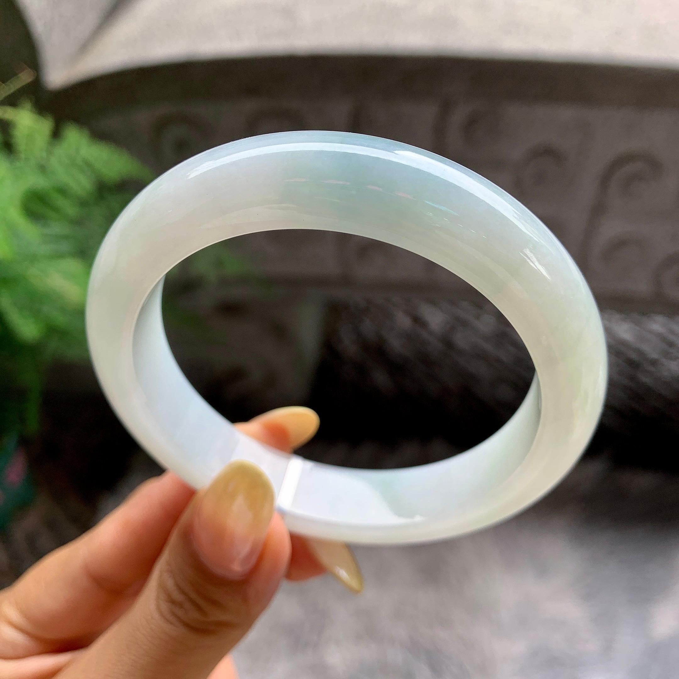 细糯种飘花正圈平安镯57.5圈 天然缅甸A货翡翠（yc481902）