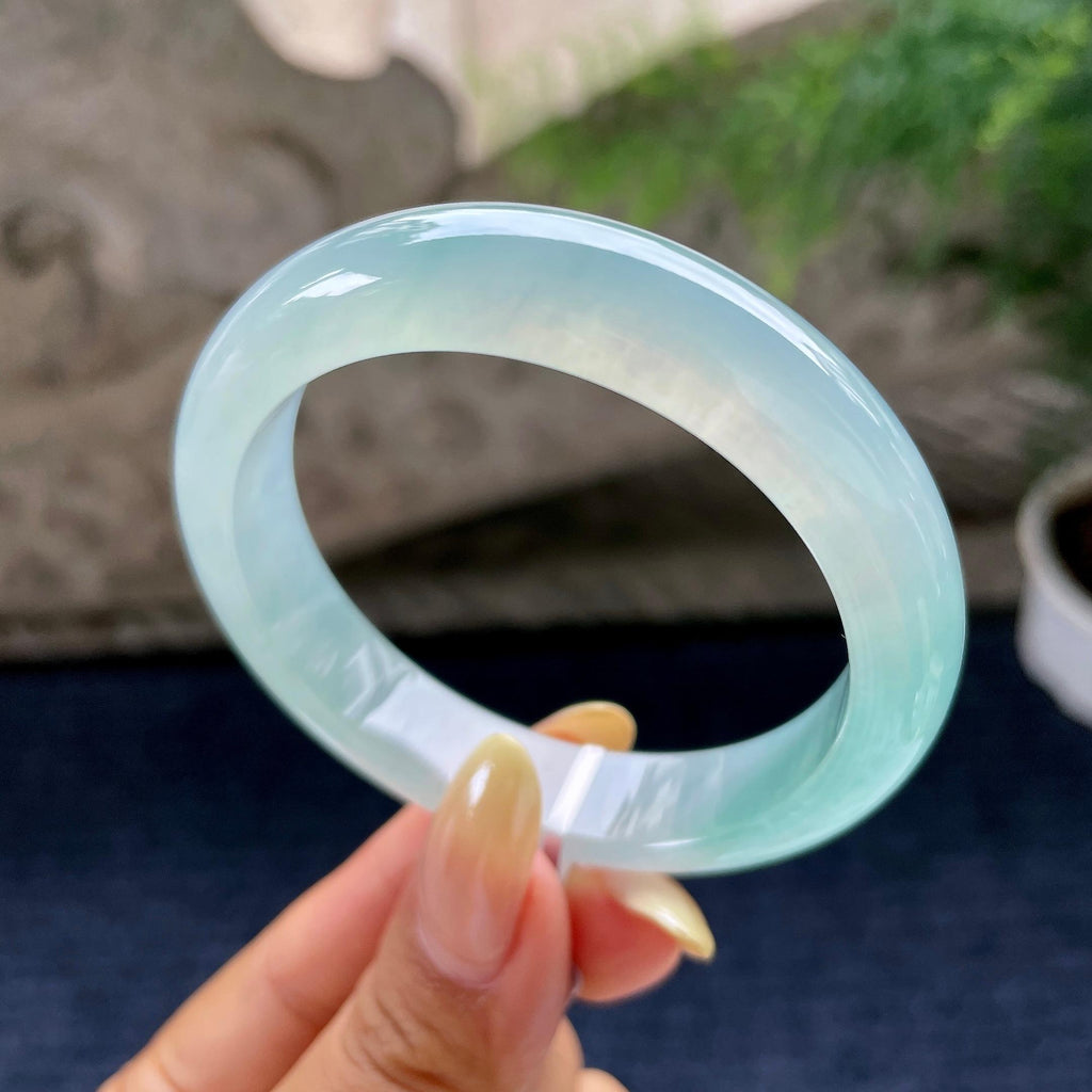 冰种晴水正圈平安镯54圈 天然缅甸A货翡翠（yc489271）