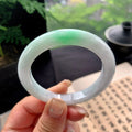 细糯种淡晴底飘绿正圈平安镯 52.5圈口 天然缅甸A货翡翠（yc473064）