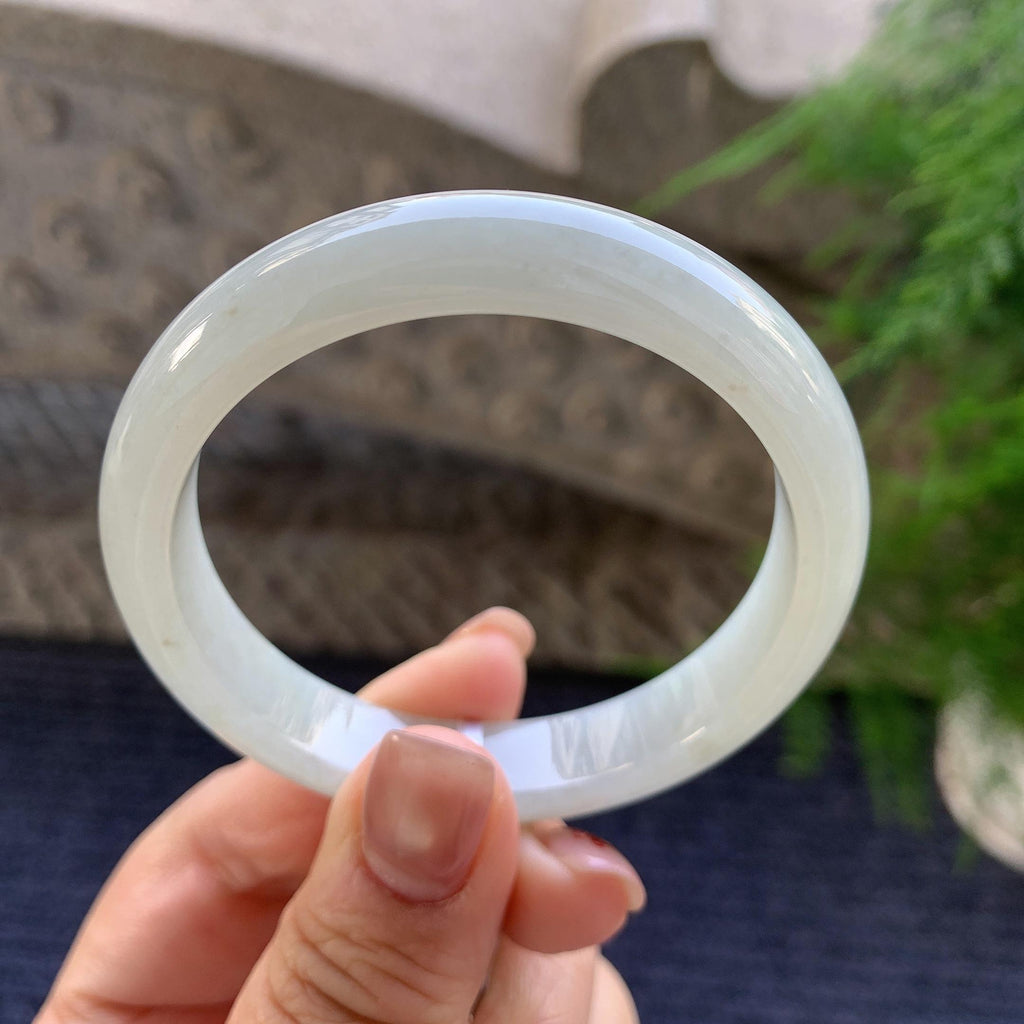 细糯种带底色正圈平安镯 54圈口 天然缅甸A货翡翠（yc347585）