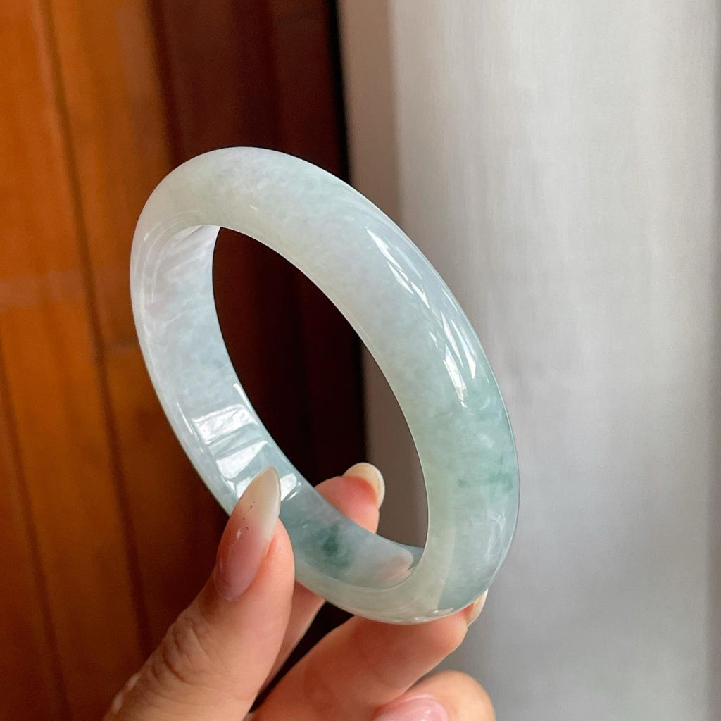 糯冰种飘花翡翠平安镯（56.5mm）（yc216825）