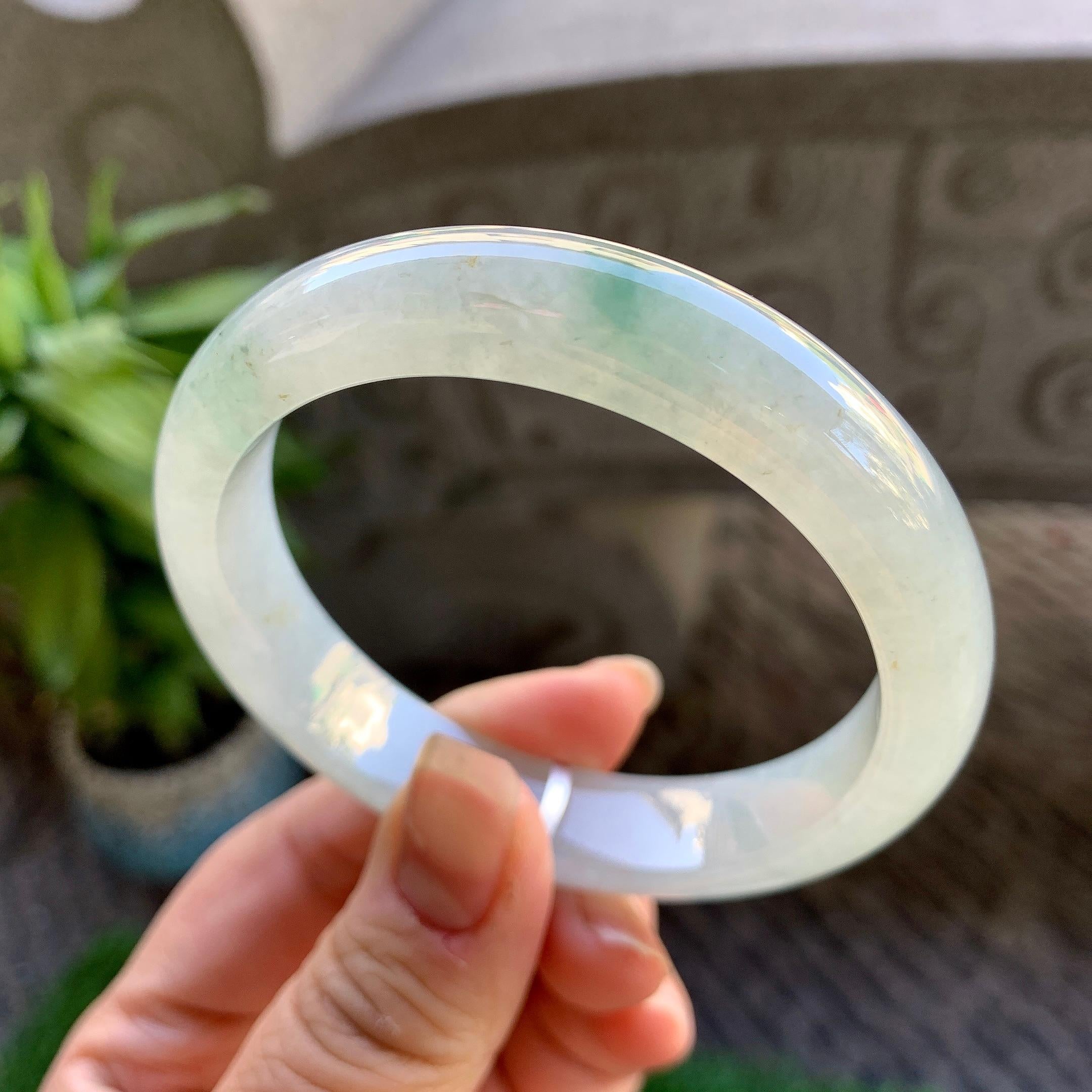 糯冰种飘花平安镯（56.8mm）（yc307325）