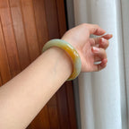 糯冰黄翡翡翠平安镯(58.6mm)（yc415385）