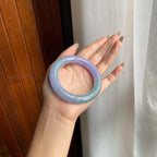糯冰种春彩紫罗兰翡翠圆条手镯（54mm）（yc221885）