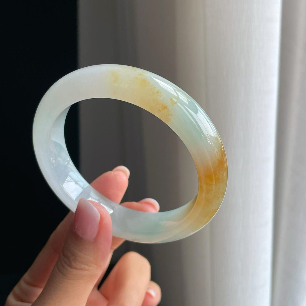 冰种黄翡翡翠平安镯（59.2mm）（yc391395）