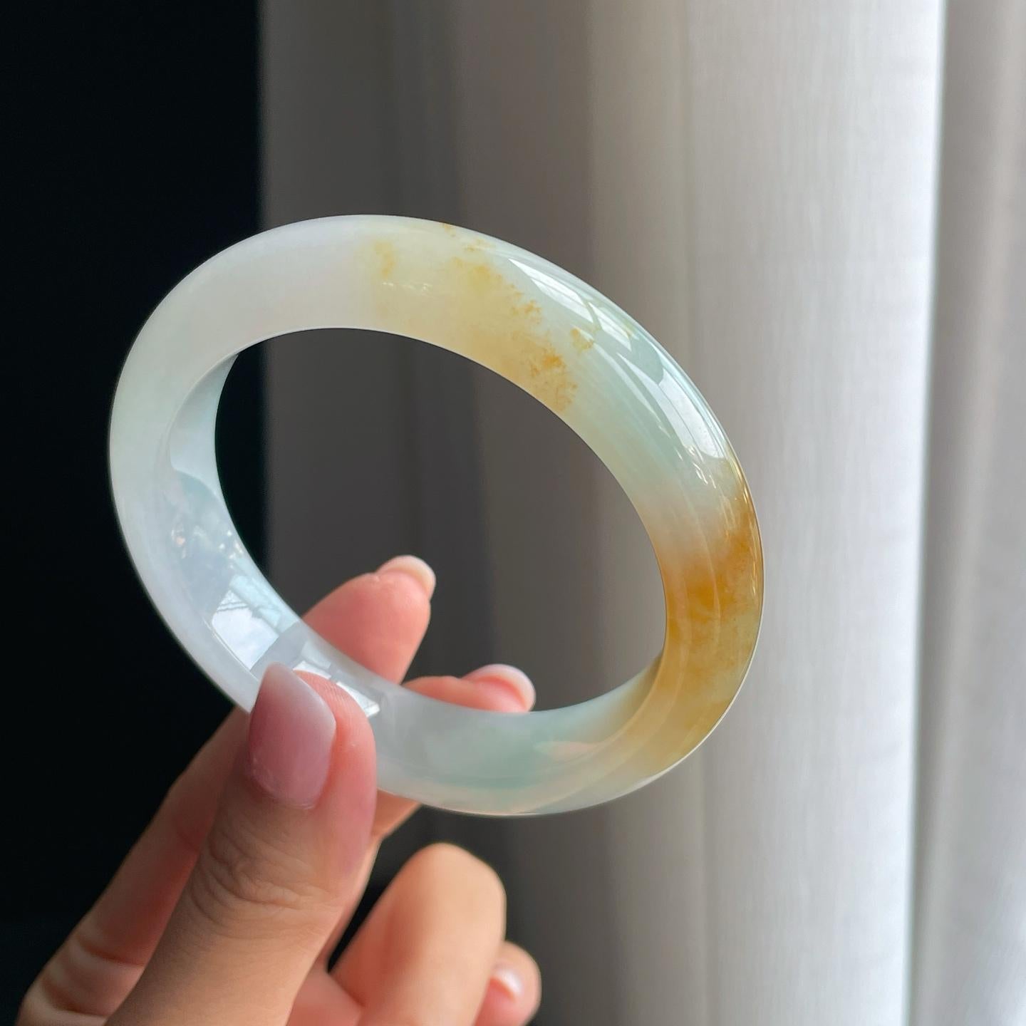 冰种黄翡翡翠平安镯（59.2mm）（yc391395）