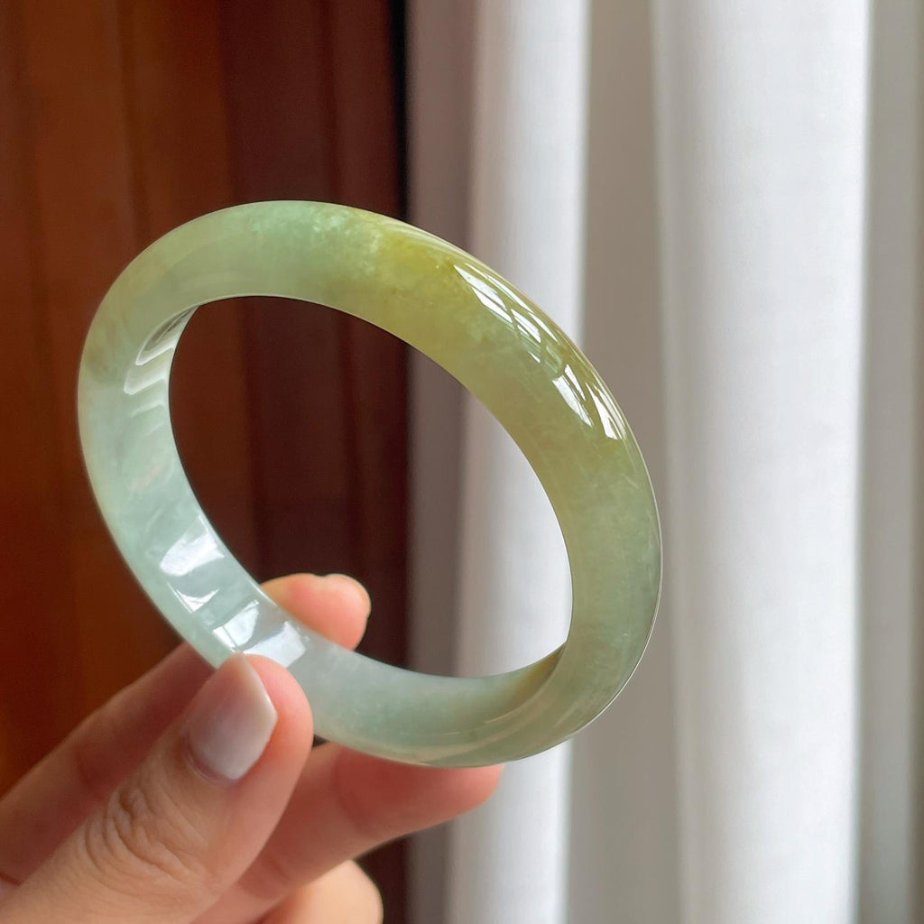 糯冰黄翡翡翠平安镯（57.8mm）（yc249158）