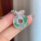 18k金镶冰种飘绿花翡翠甜甜圈（yc246212）