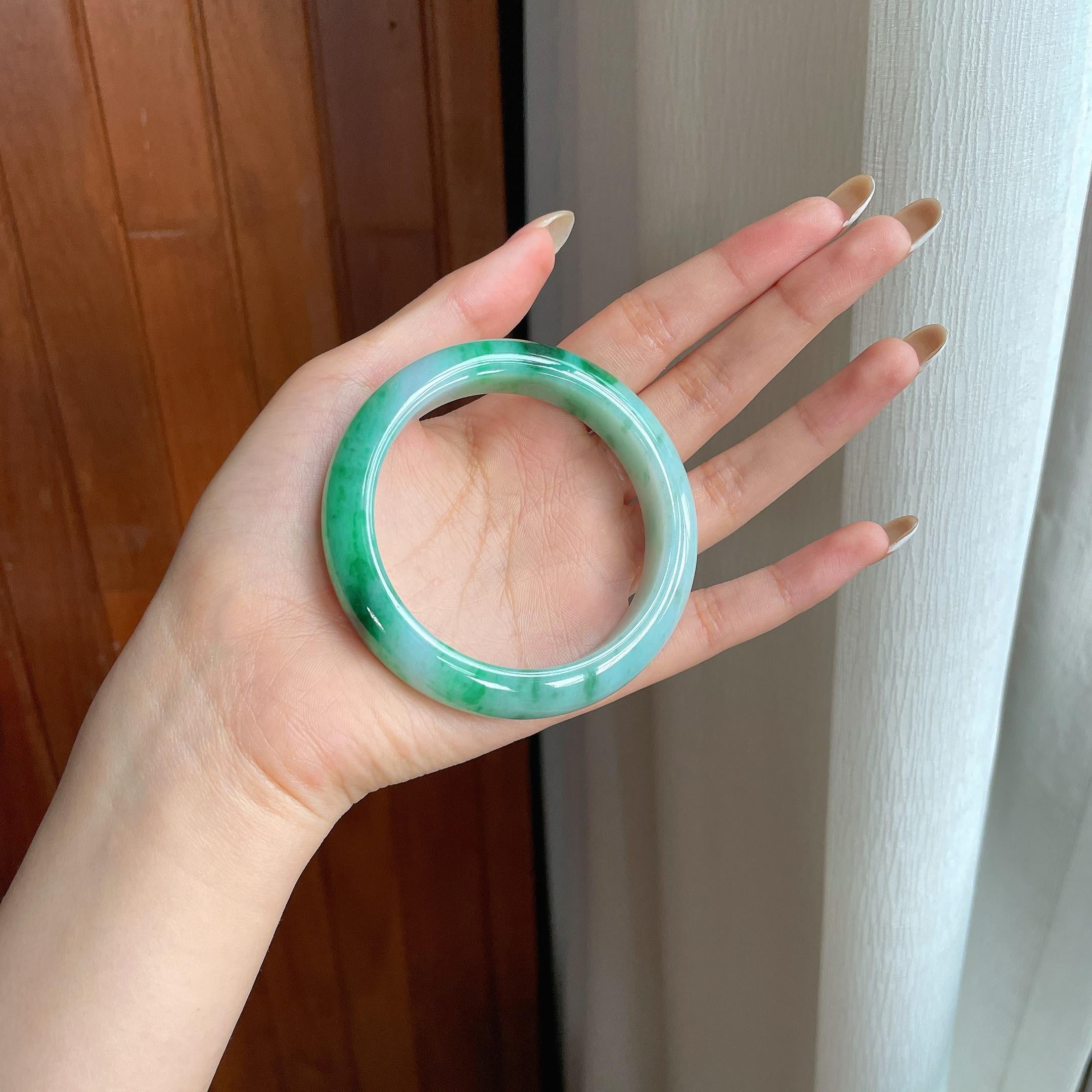 糯冰飘花翡翠平安镯（56mm)（yc419700）