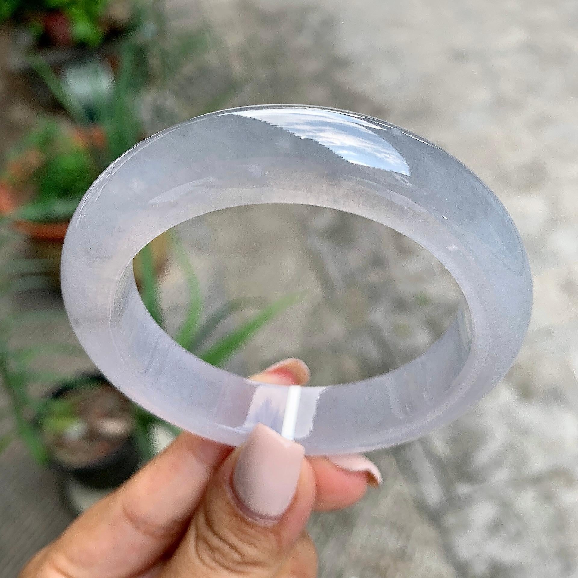 糯冰种淡紫罗兰平安镯（55mm）（yc226066）