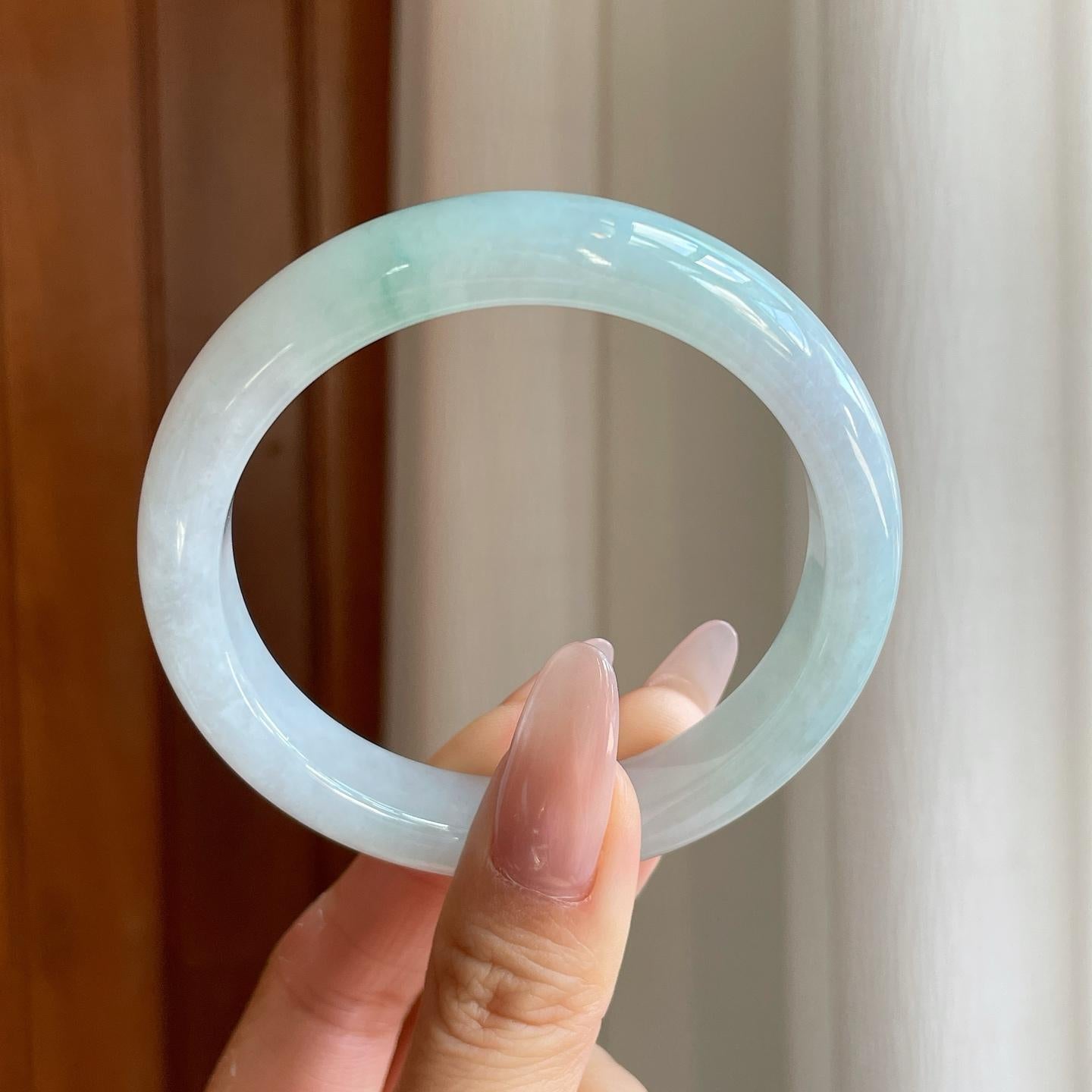 糯冰飘花翡翠平安镯（57mm)（yc278145）