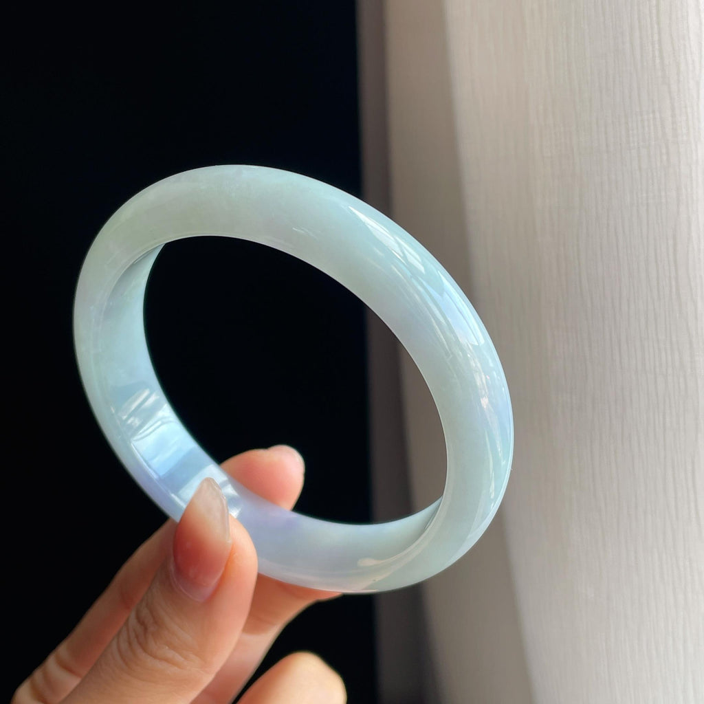 糯冰淡紫罗兰翡翠平安镯（62.5mm)（yc323779）