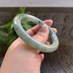 小圈口 细糯种飘绿花圆条手镯53圈口 天然缅甸A货翡翠（yc330300）