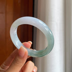糯冰种半山半水翡翠平安镯(55.5mm)（yc414420）