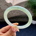 细糯种晴底飘花圆条手镯57.7圈         天然缅甸A货翡翠（yc460732）