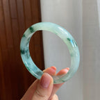 冰种飘花翡翠平安镯（58.8mm)（yc320874）