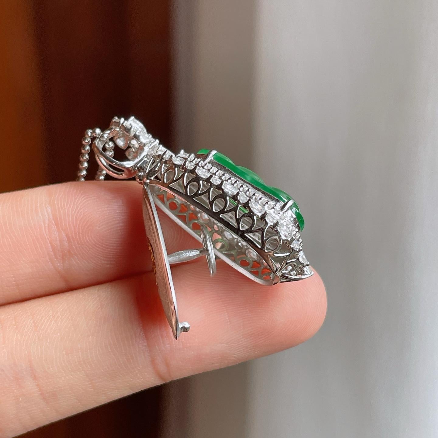 18k金镶冰种满绿翡翠豆子（yc257815）