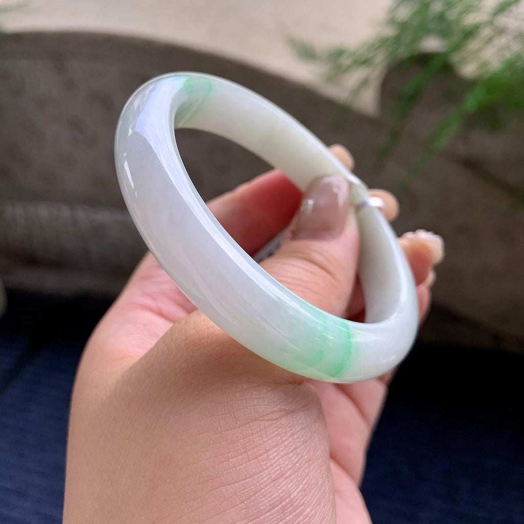 细糯种飘翠绿正圈平安镯 57.2圈口 天然缅甸A货翡翠（yc464097）