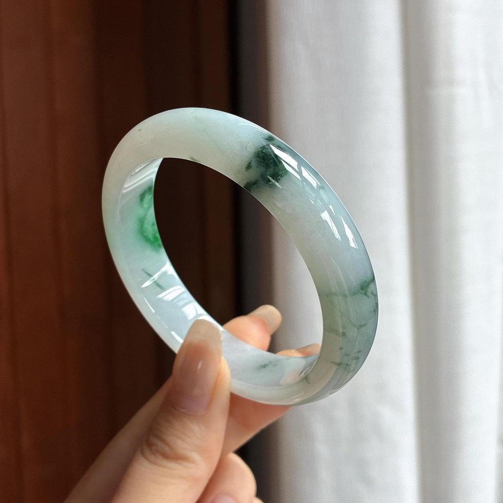 细糯种飘花正圈平安镯 55圈 天然缅甸A货翡翠（yc465525）
