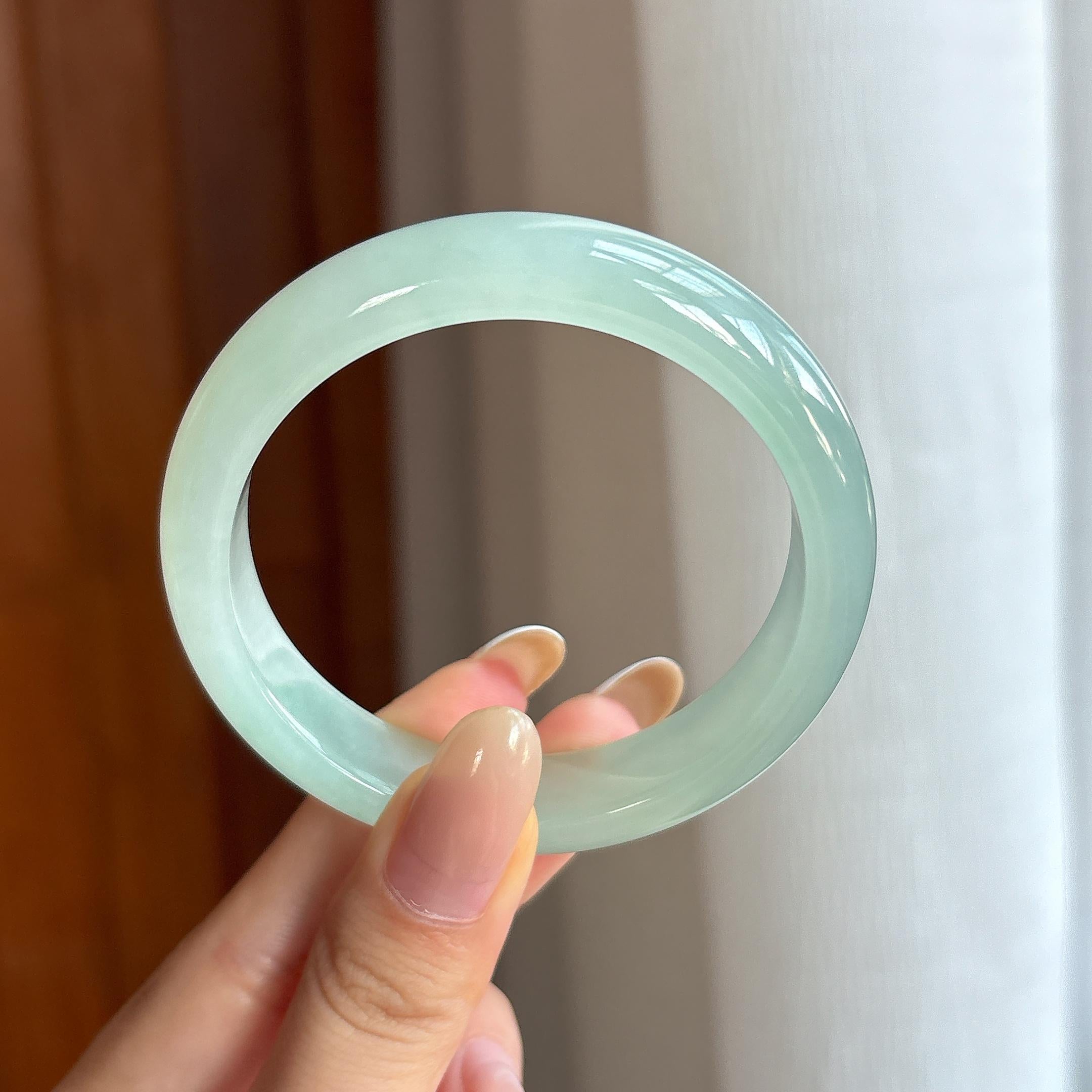 糯冰晴底翡翠平安镯（54.8mm)（yc424237）