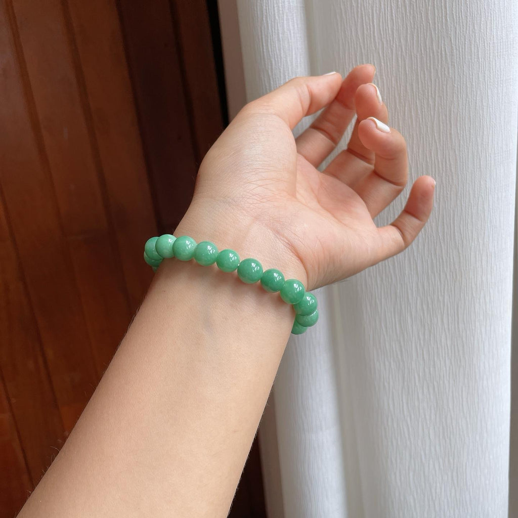 糯种满绿翡翠珠串手串（yc248493）