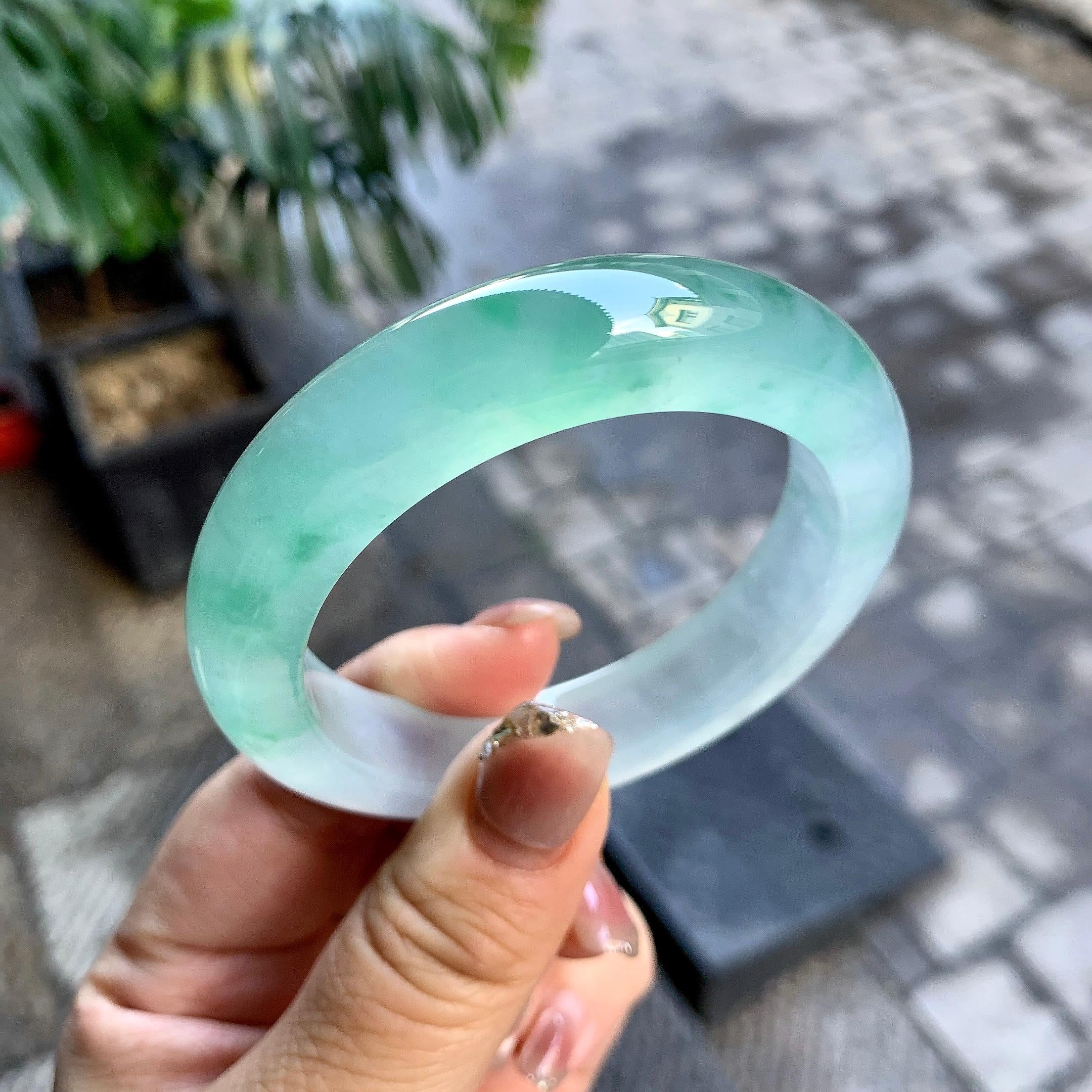 冰种晴水飘花平安镯（54.2mm）（yc292656）