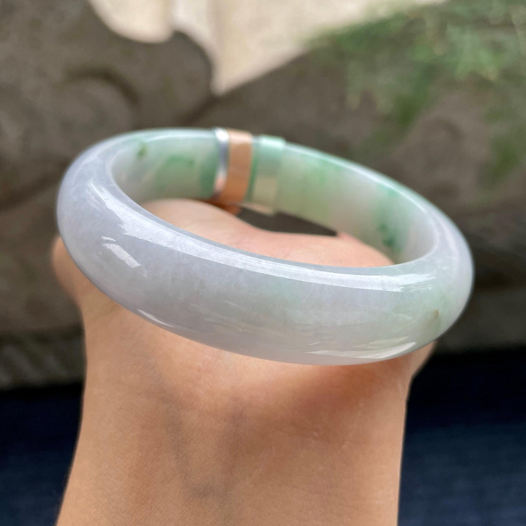 细糯种飘花正圈平安镯56.6圈        天然缅甸A货翡翠（yc405530）
