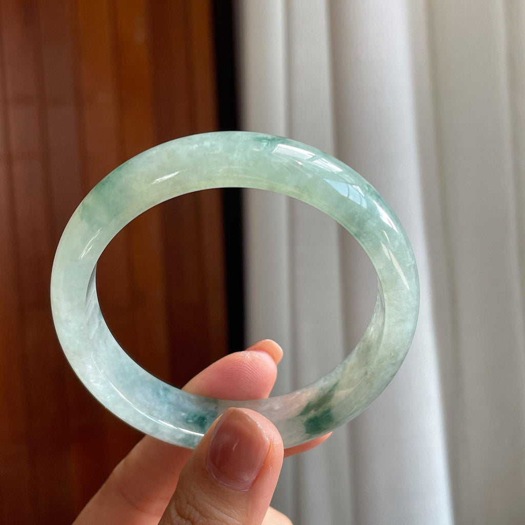 糯冰飘花翡翠平安镯（58.5mm）（yc285958）