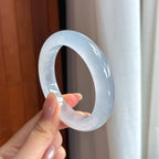 Vòng tay bình an tròn đều loại băng chủng dậy sáng không màu size 54 Ngọc phỉ thúy tự nhiên loại A Myanmar (yc450528)