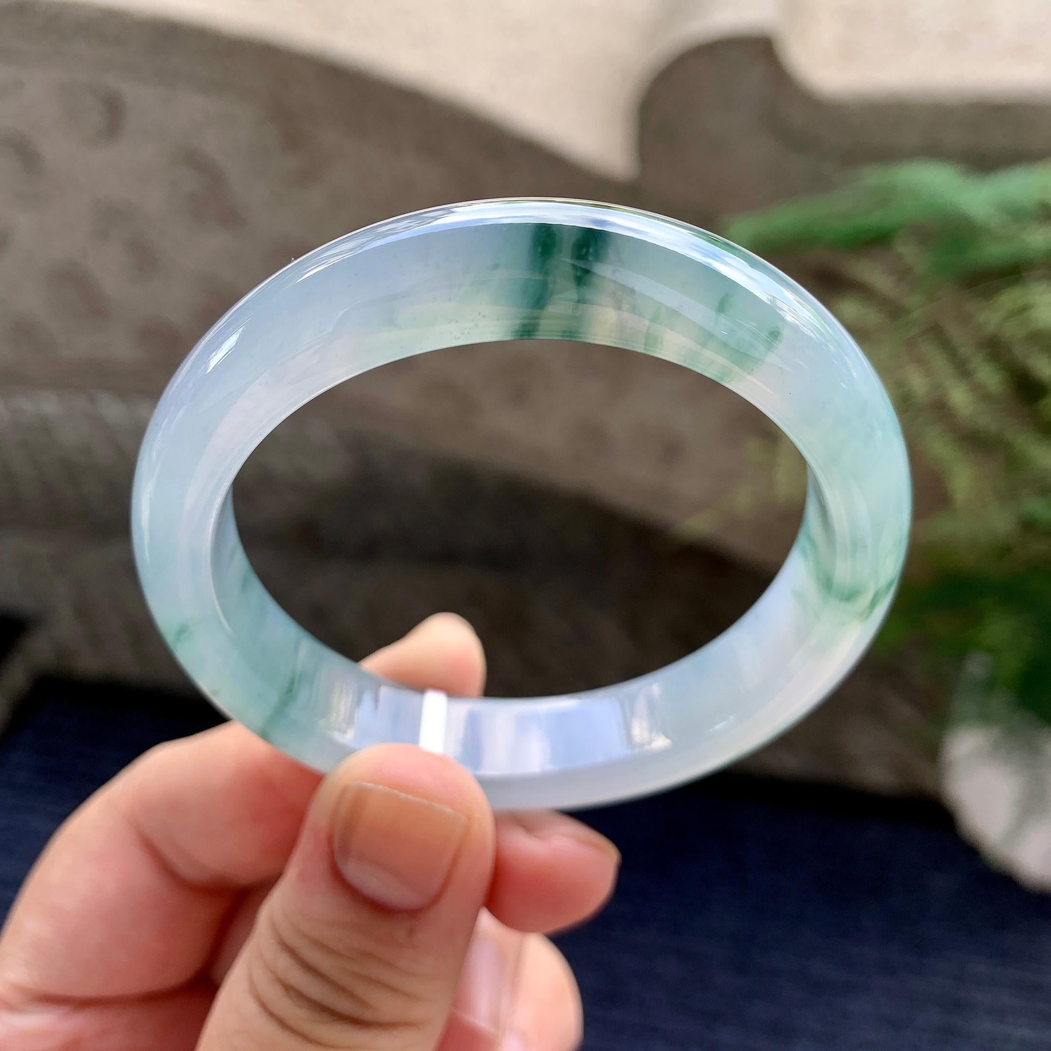 糯冰种飘花平安镯（51.2mm）（yc226065）