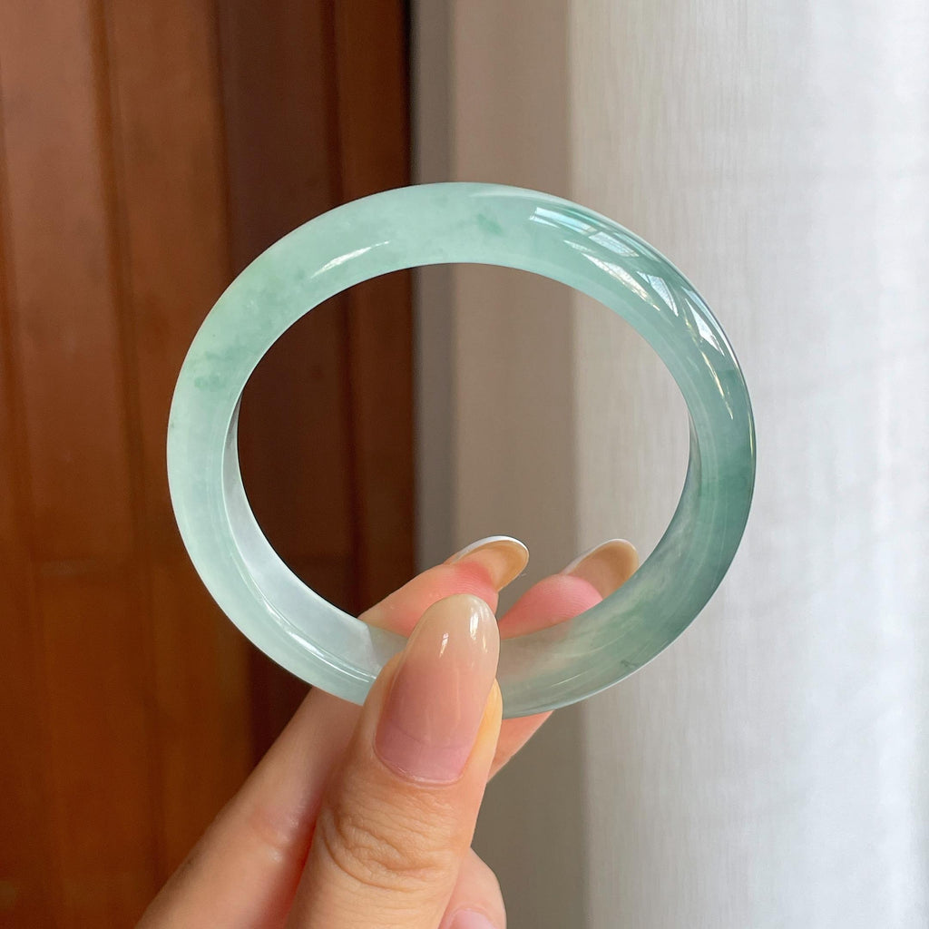 冰种飘花翡翠平安镯（54.2mm)（yc424232）