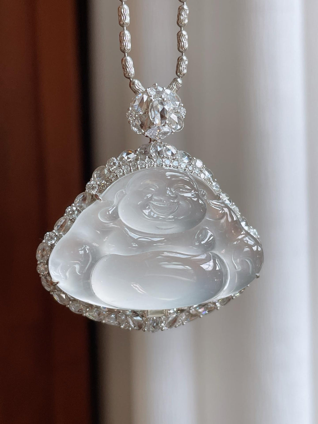 18k金镶冰玻种翡翠佛公（yc233166）