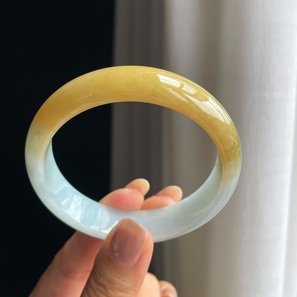 糯冰黄翡翡翠平安镯(59mm)（yc415985）