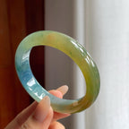 糯冰黄翡特色翡翠平安镯（54.7mm）（yc240480）