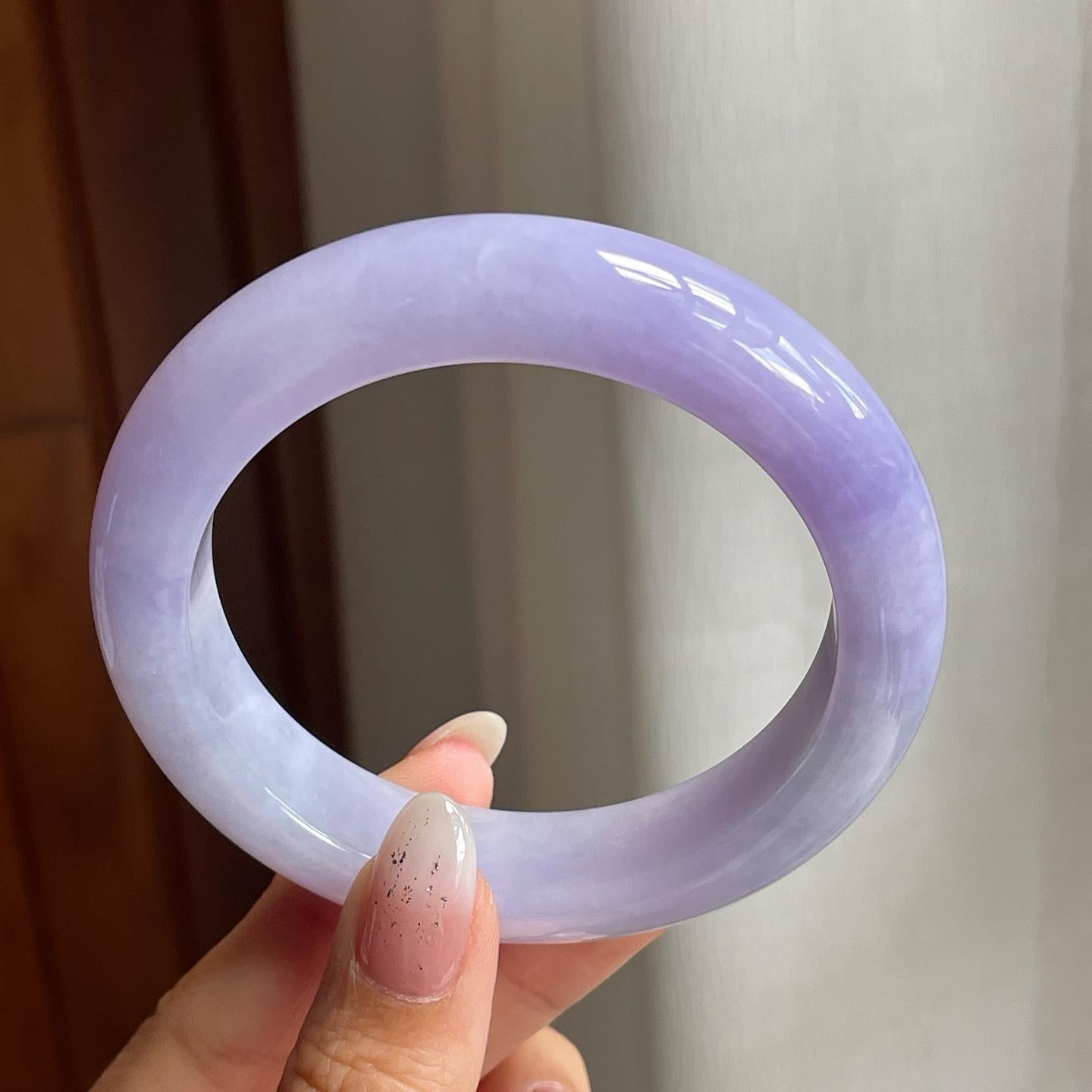 糯冰种紫罗兰翡翠平安镯（57mm）（yc204376）