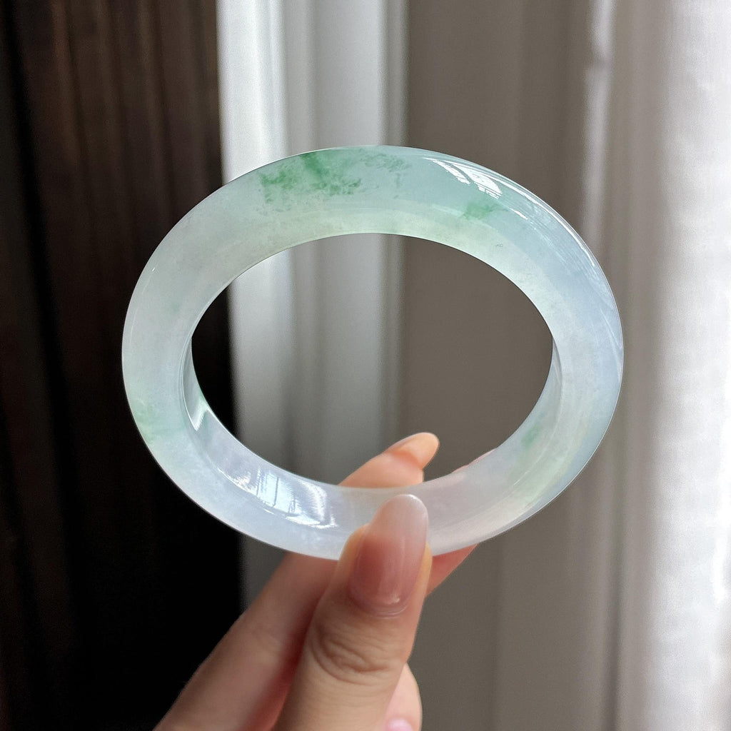 高冰种飘花正圈平安镯 60圈（yc752576）