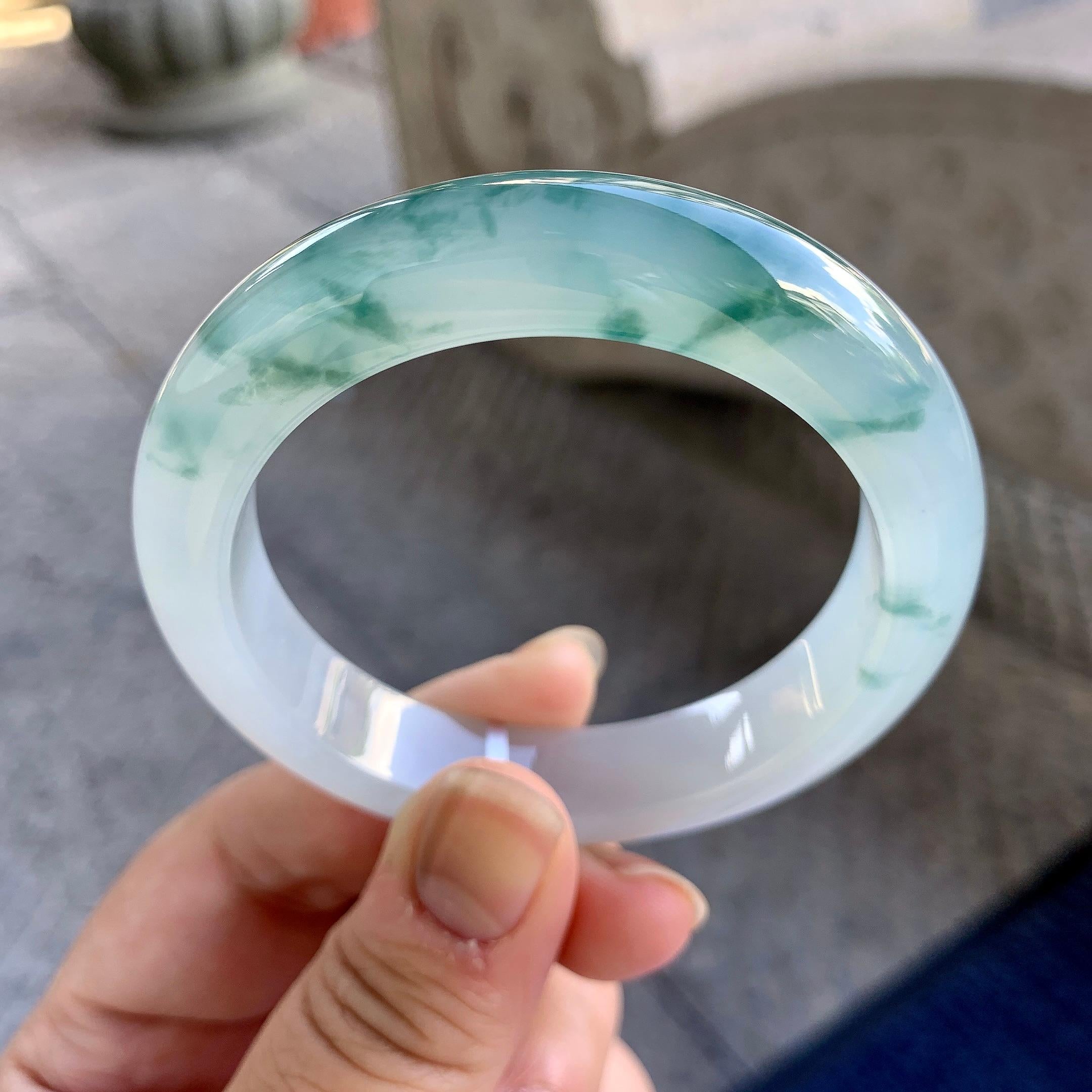 糯冰种飘花平安镯（53.6mm）（yc223265）