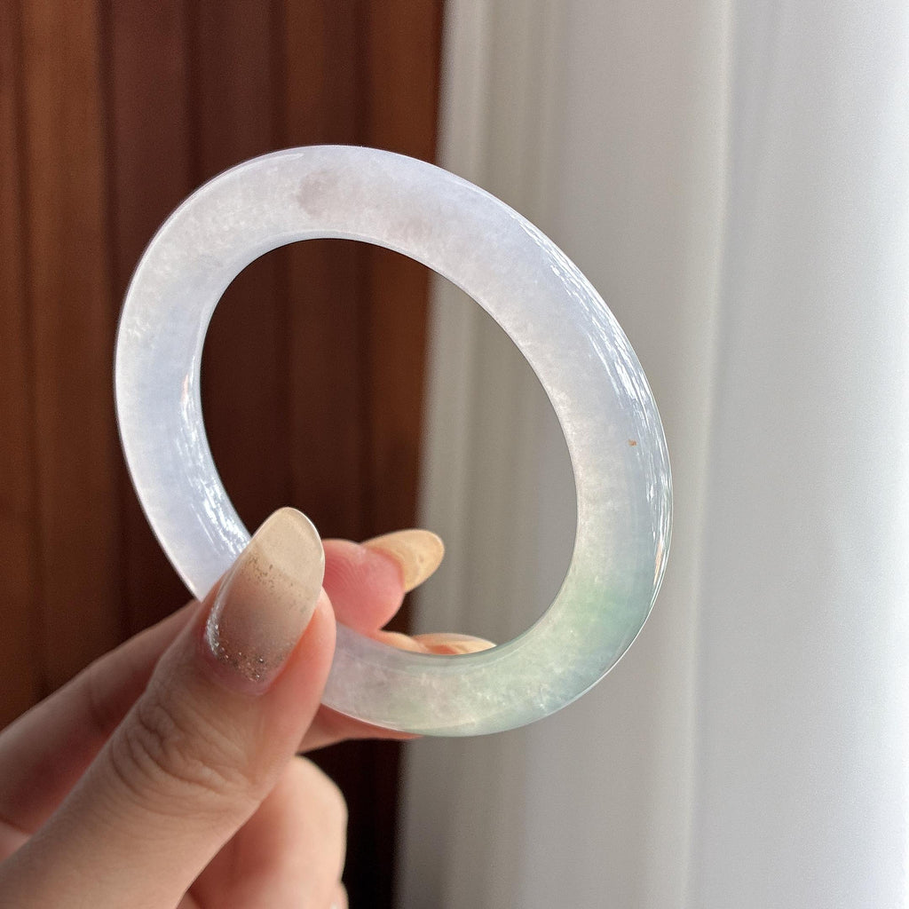 小圈口 糯冰紫罗兰圆条手镯 50圈 天然缅甸A货翡翠（yc494734）