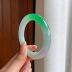 糯冰白底青翡翠圆条手镯（52.4mm)（yc419679）