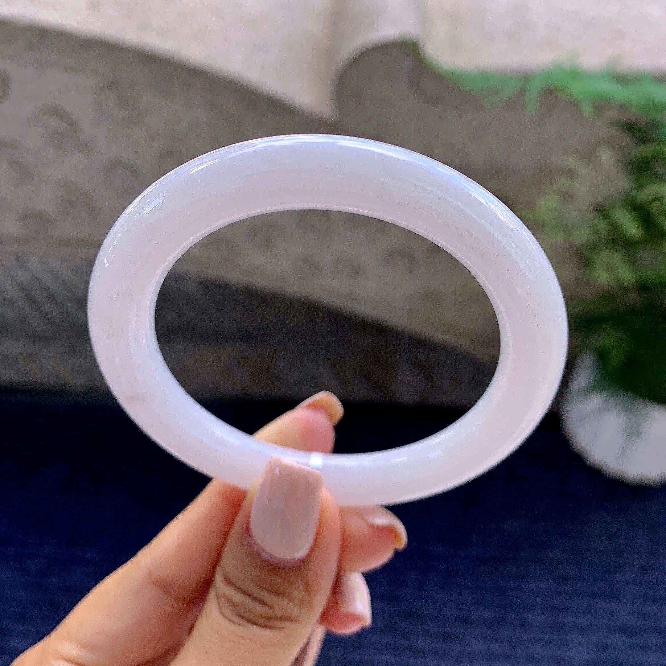 细糯种淡紫罗兰圆条手镯（54.6mm）（yc223954）