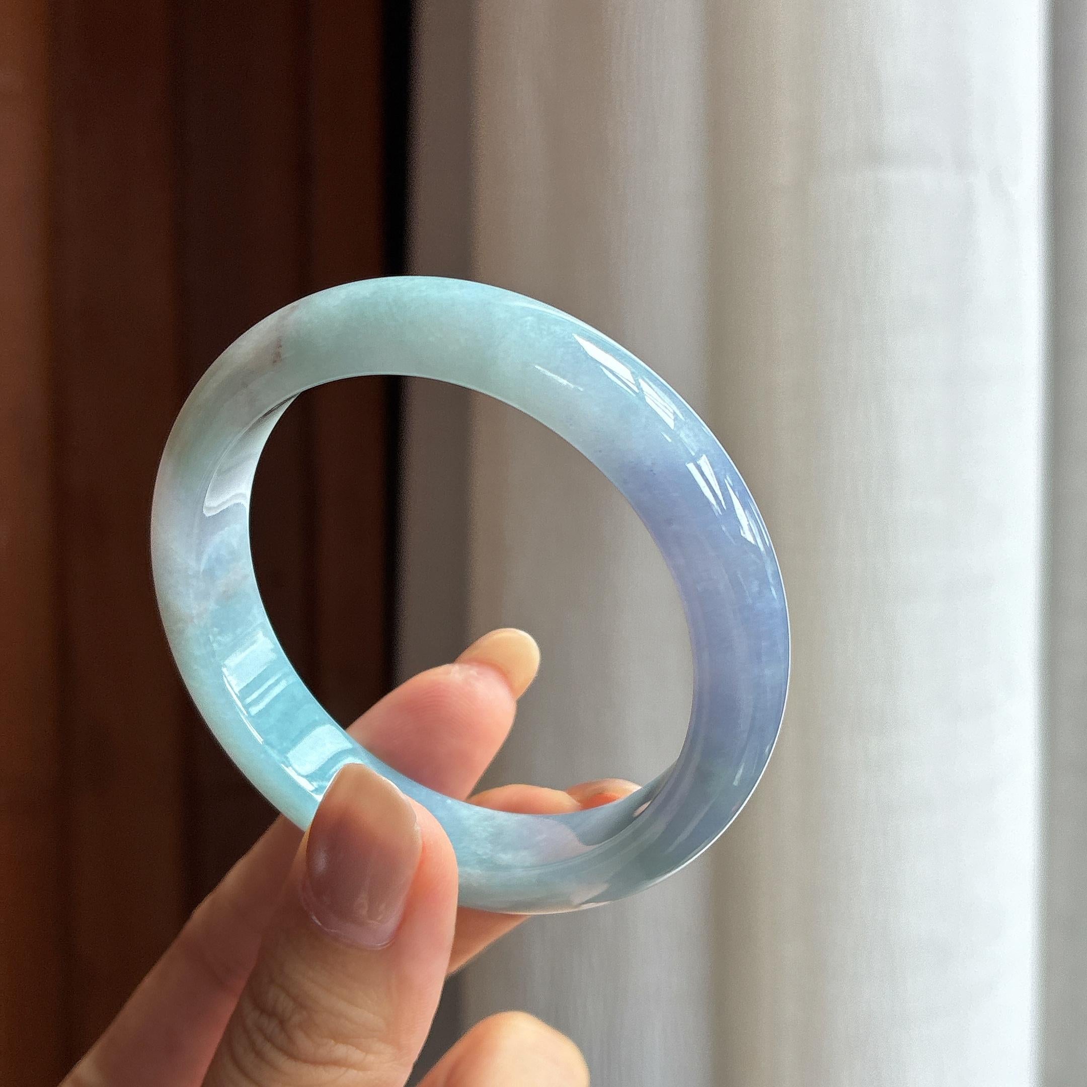 糯冰特色紫罗兰翡翠平安镯（52.5mm）（yc420175）