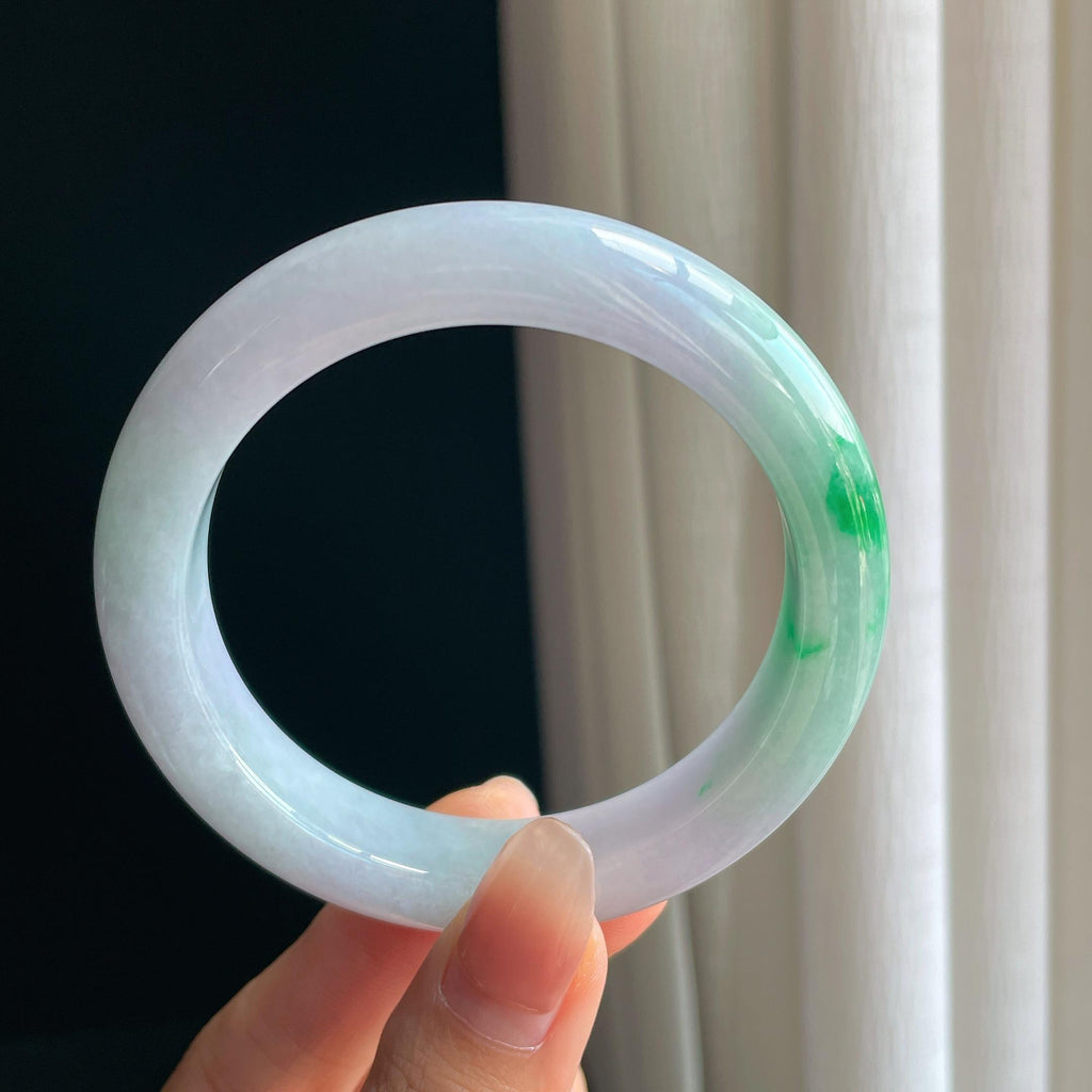 糯冰春底飘绿翡翠平安镯（57.6mm）（yc343935）